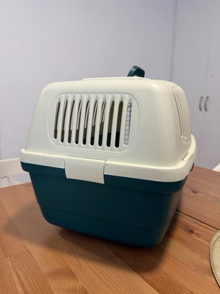 Transportín para mascotas beige y verde