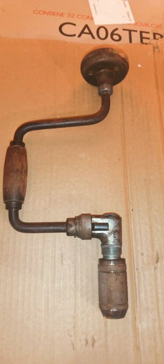 Trapano Manuale Vintage Ferro Legno
