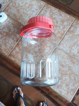 Bote de cristal con tapa rosa capacidad 4 litros
