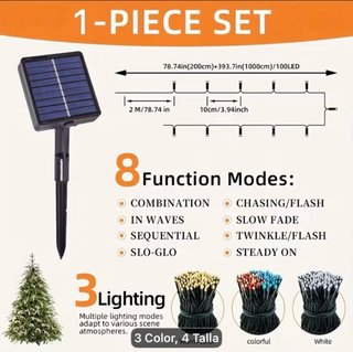 Luces Solares LED Multicolor 12 metros 100 led