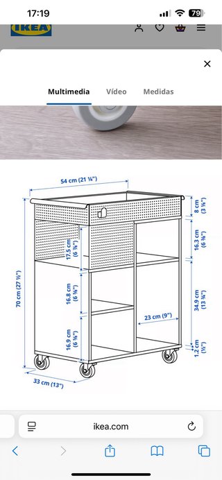 Carrito auxiliar IKEA blanco/verde 54x33 cm