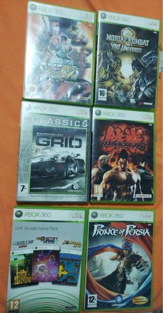 Xbox 360 Negra + 2 Mandos y 6 Juegos