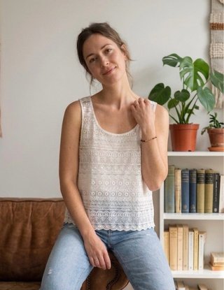 Camiseta blusa encaje algodón blanca Talla M