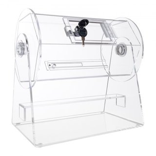 Tambor de Rifa Acrílico, Capacidad para 2500 Boletos o 100 Pelotas de Rifa, Jaula Profesional para Girar Boletos de Rifa con 2 Llaves, Sorteo Transparente de Lotería, Caja de Boletos de Rifa para ...