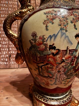 Jarrón Chino Cerámica Porcelana Dorado