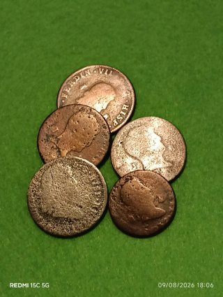 Lote 5 Monedas Antiguas España Maravedís