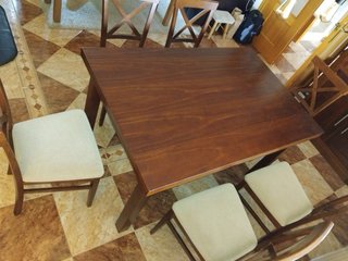 Mesa extensible comedor y 6 sillas madera maciza
