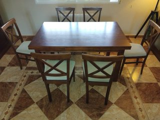 Mesa extensible comedor y 6 sillas madera maciza