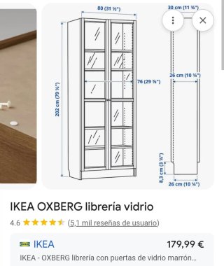 Vitrina Billy Ikea Oxberg marron