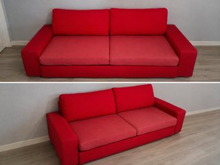 Sofá-cama de 2/3 plazas rojo en excelente estado.