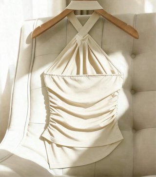 Top Halter Beige con Anillas