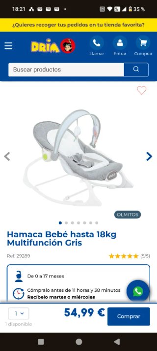 Hamaca Bebé OLMITOS Multifunción Gris