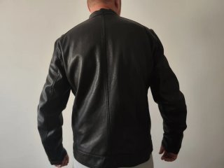 Cazadora cuero Massimo Dutti Negra