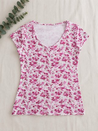 Camiseta floral rosa talla XL