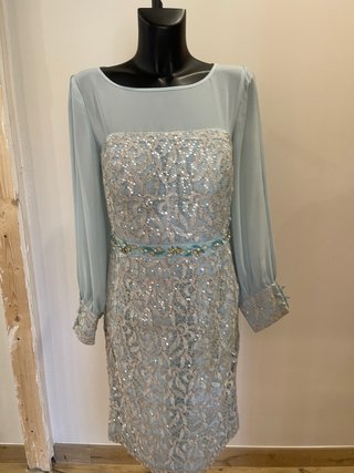 Vestido fiesta azul y plata