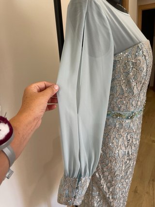 Vestido fiesta azul y plata