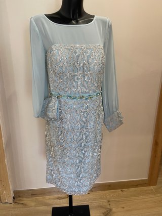 Vestido fiesta azul y plata