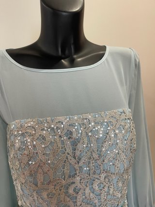 Vestido fiesta azul y plata