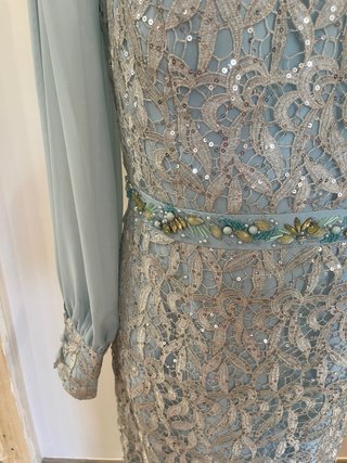 Vestido fiesta azul y plata