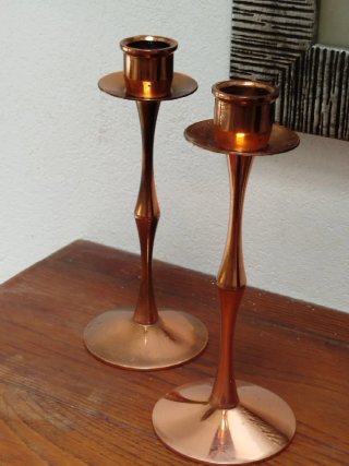 2 Candelabros Vintage Cobre Años 60-70