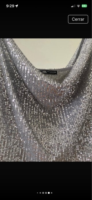 Top Lentejuelas Plateado Zara