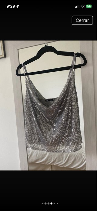 Top Lentejuelas Plateado Zara