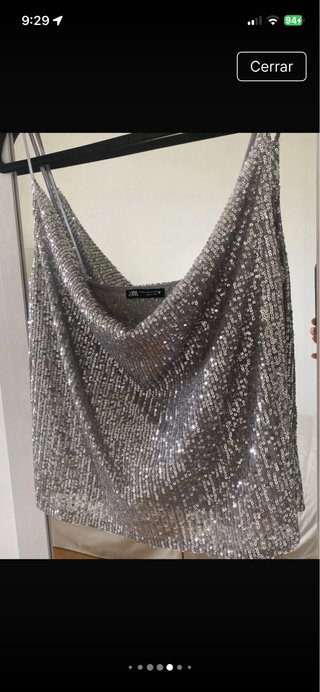Top Lentejuelas Plateado Zara