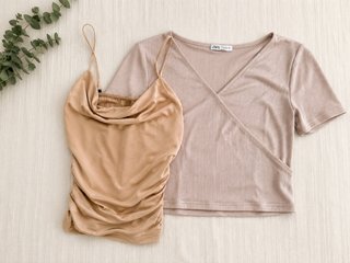 Pack 2 Tops Shein y Zara Beige/Tostado Talla S