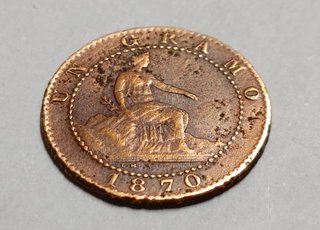 Moneda 1 Céntimo 1870 Cobre Gobierno Provisional
