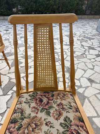 Pack 4 Sillas Vintage Madera Rejilla