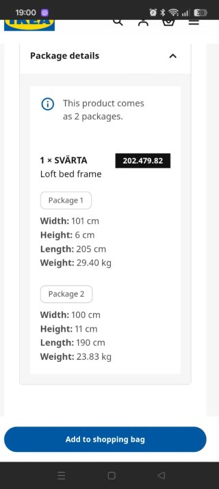 Cama alta metálica 200x90 con somier de lamas