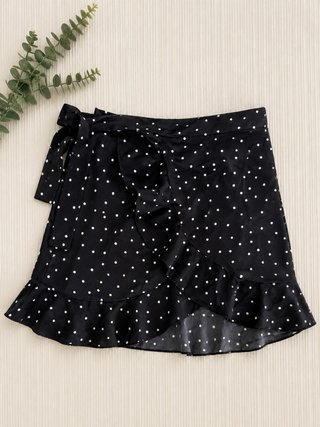 Falda negra lunares S