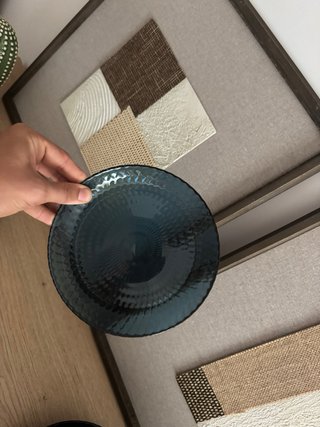 Vajilla de Cristal Azul Marino con Relie