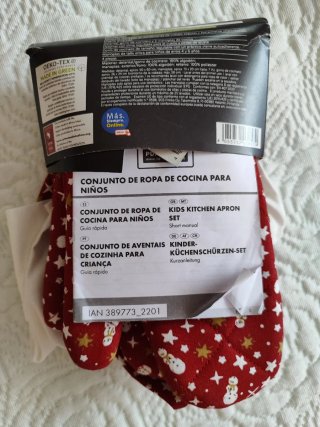 Conjunto Cocina Niños Rojo Estrellas Muñeco Nieve