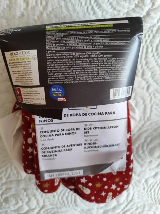Conjunto Cocina Niños Rojo Estrellas Muñeco Nieve