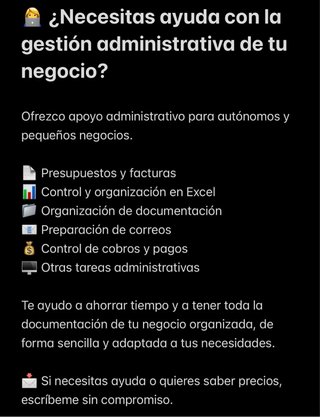 Apoyo gestión administrativa para negocios