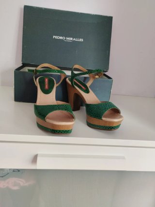Sandalias Pedro Miralles Madera Verde Talla 37