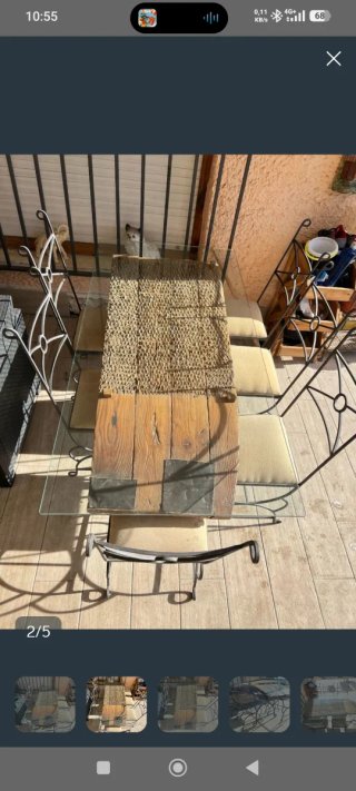 Mesa de salón con 6 sillas forja