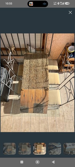 Mesa de salón cristal forja y 6 sillas