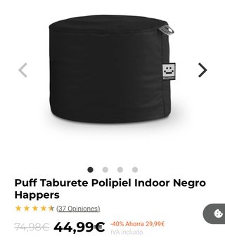 Puff Taburete Polipiel negro Happers