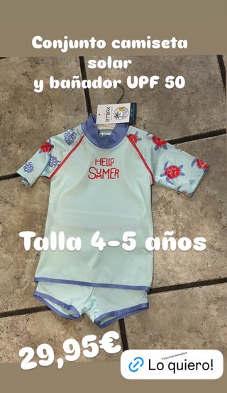 Conjunto camiseta solar y bañador 4-5 años