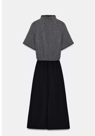 Vestido midi Zara gris y negro