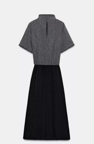 Vestido midi Zara gris y negro