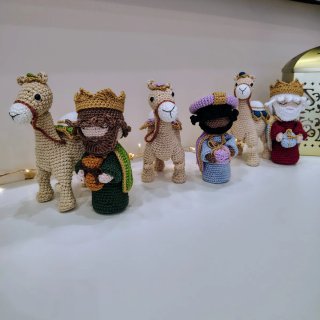 Conjunto Belén Crochet Reyes Magos Camellos