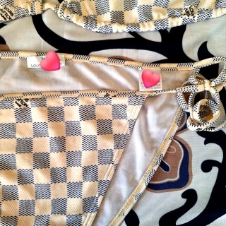Bikini LV scacchi beige/grigio taglia unica