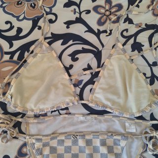 Bikini LV scacchi beige/grigio taglia unica
