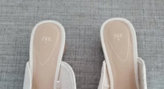 Bailarinas destalonadas Zara Beige/Blanco
