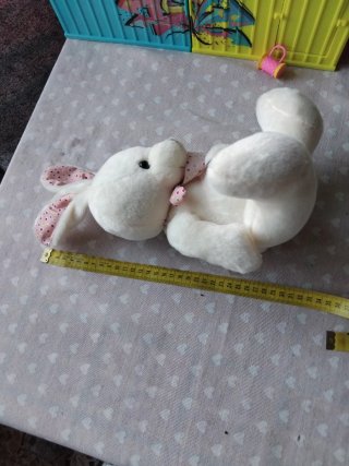 Peluche coniglio bianco con fiocco