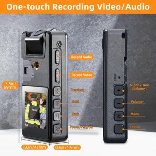 Cámara corporal Body Cam 180° Lente Giratoria