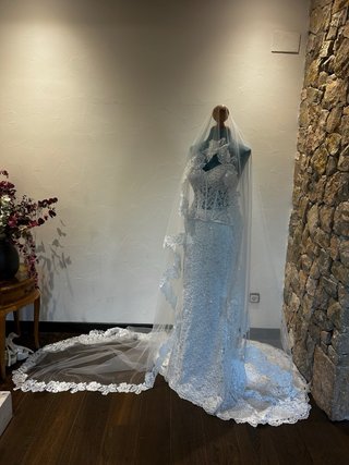 Vestido de Novia Talla S Encaje y Pedrería(perlas)